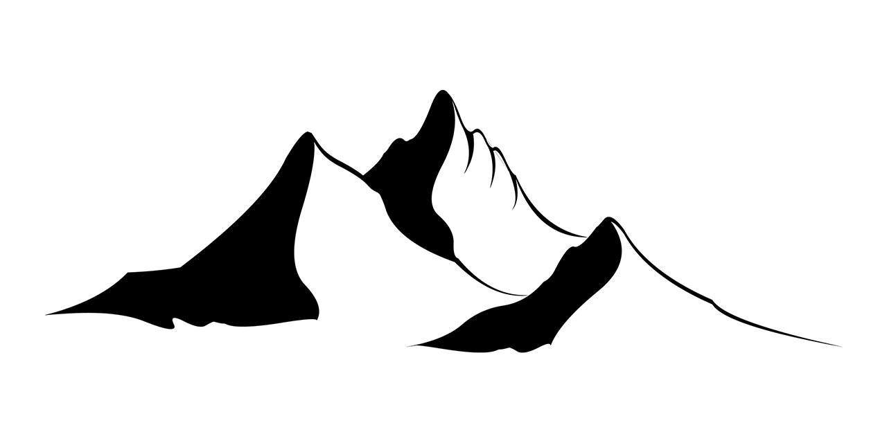 Black and white mountain outline vector