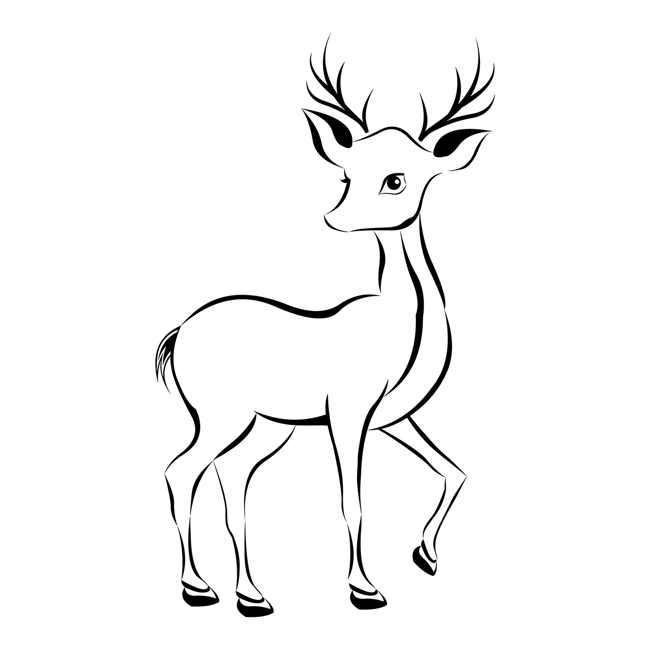 Black and white deer animal design vector