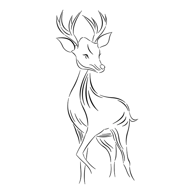 Black and white deer animal outline vector