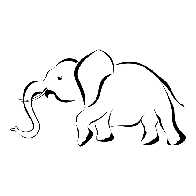 Black and white elephant animal vector