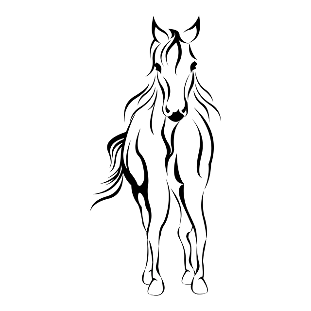 Black and white horse animal outline design vector