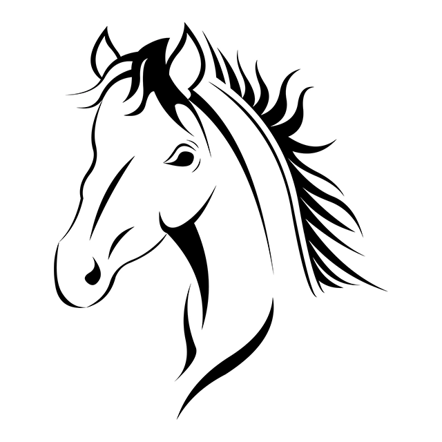 Black and white horse animal vector