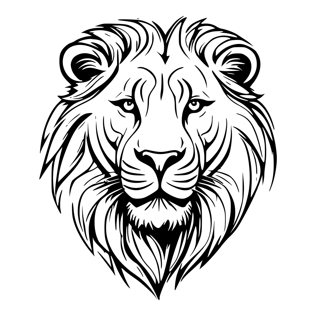 Black and white lion face animal vector