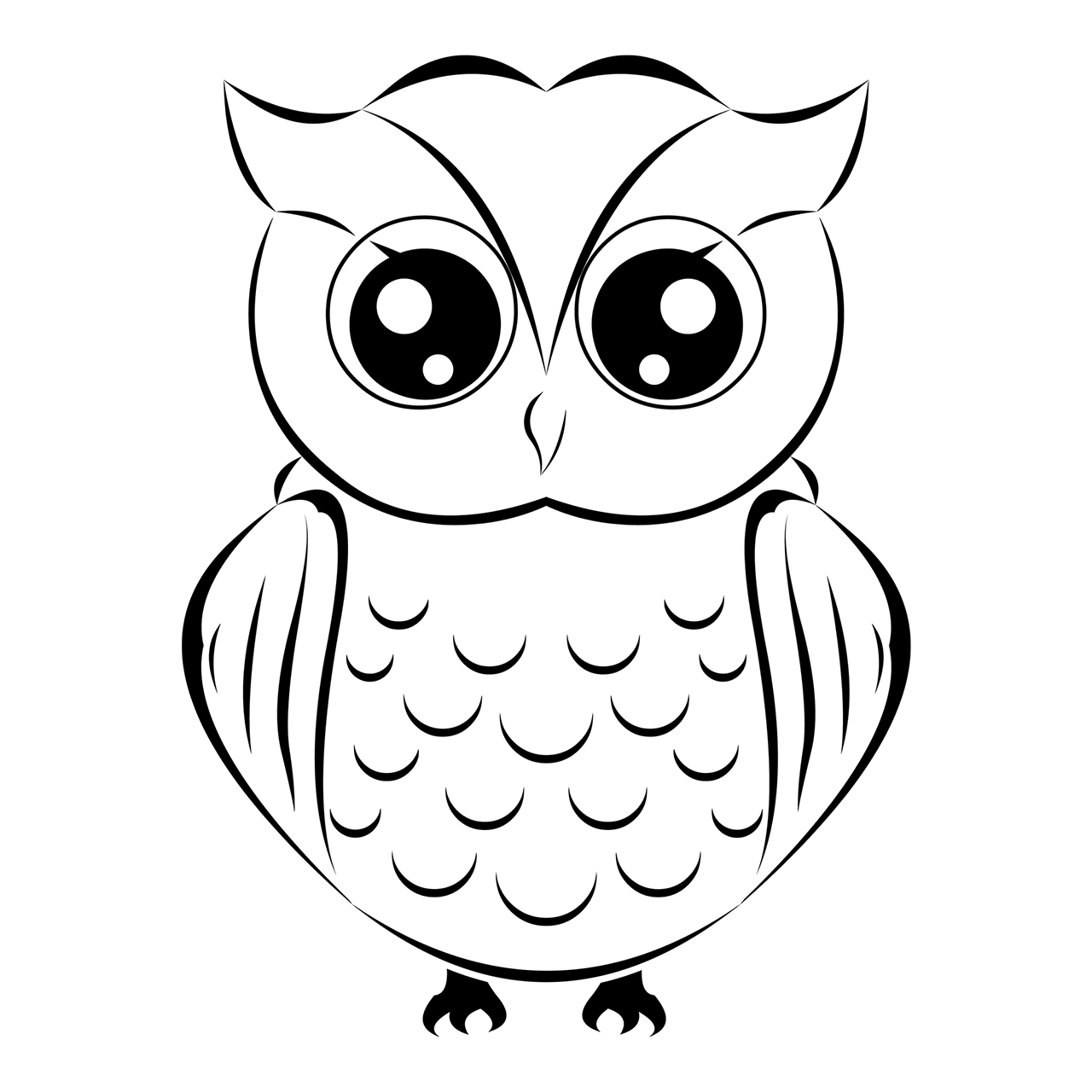 Black and white owl animal outline vector