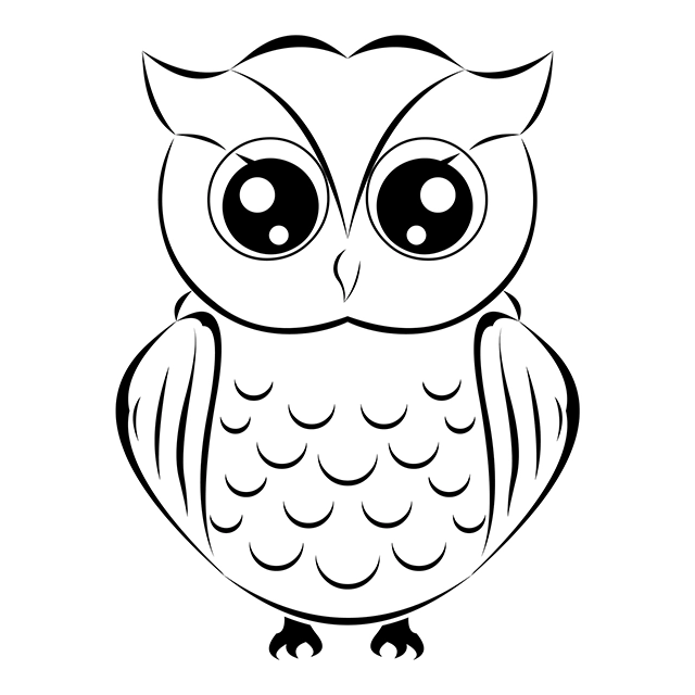 Black and white owl animal outline vector