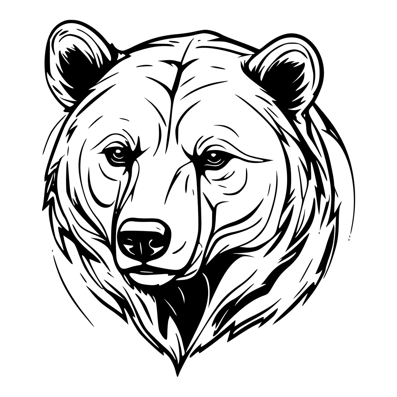 Black and white bear face vector