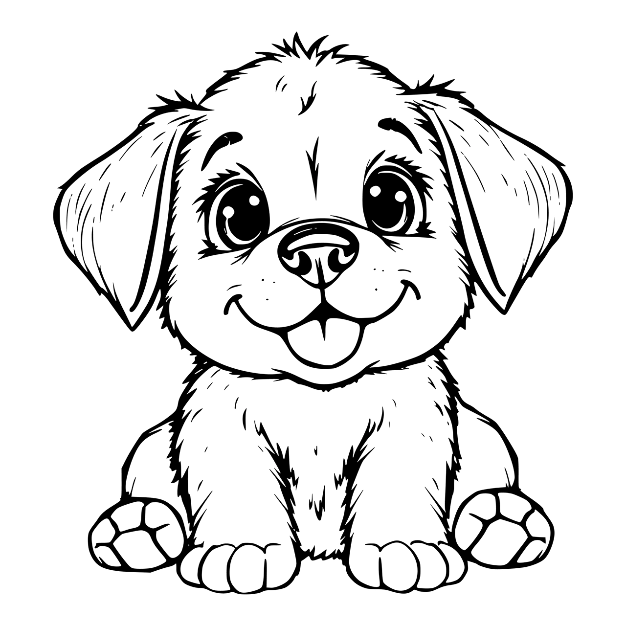 Black and white cute dog puppy vector