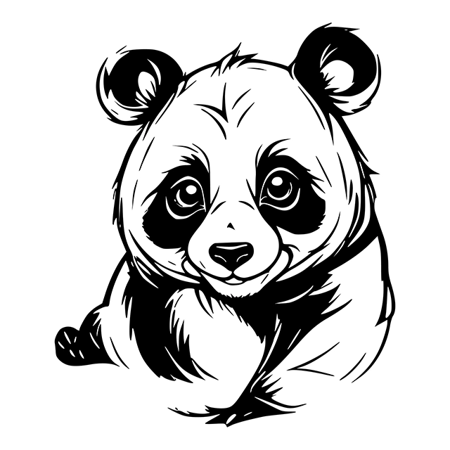 Black and white cute panda vector