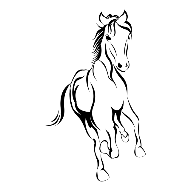 Black and white horse design outline vector