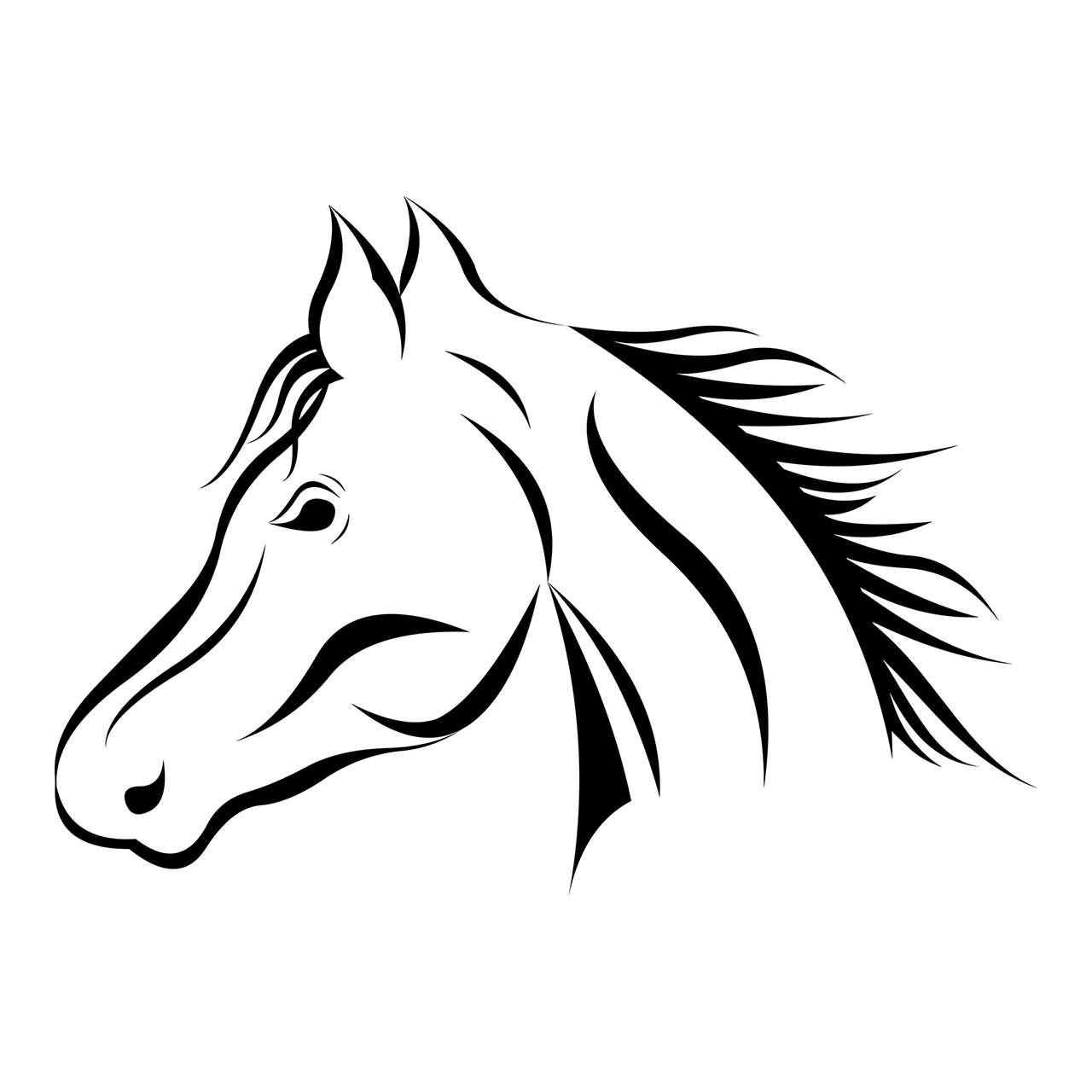 Black and white horse outline vector