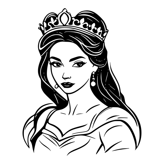 Black and white princess vector