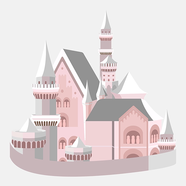 Fairytale pink castle vector