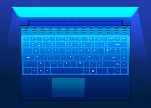 Blue glowing laptop vector