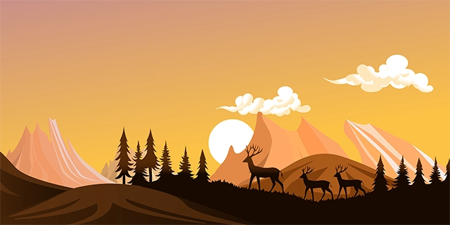 Mountain sunset landscape vector