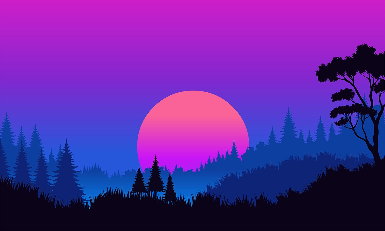 Sunrise jungle landscape vector