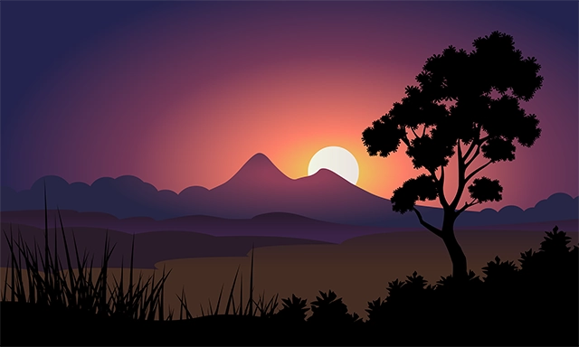 Sunset mountain landscape vector